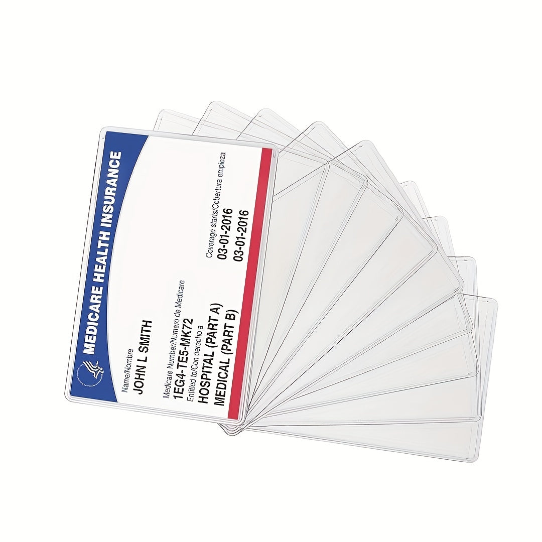 [Popular Choice] 10pcs Clear PVC Medicare Card Protector Sleeves, 12Mil Thick, Water-Resistant, Easy Insert Design for New Medicare Cards, Credit & Business Cards - Transparent