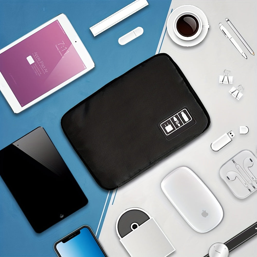 Electronics Accessories Organizer Bag, Portable Tech Gear Phone Accessories Storage Carrying Travel Case Bag, Headphone Earphone Cable Organizer Bag (M, Black)