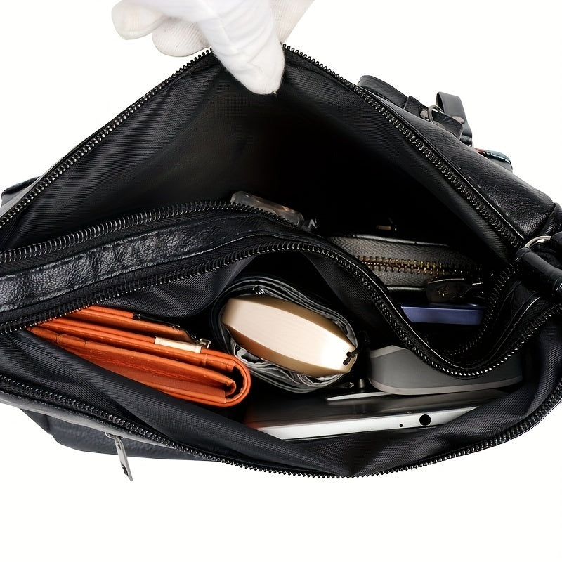 Flower Pattern Crossbody Bag, Fashion Zipper Shoulder Bag, Casual Purse For Women