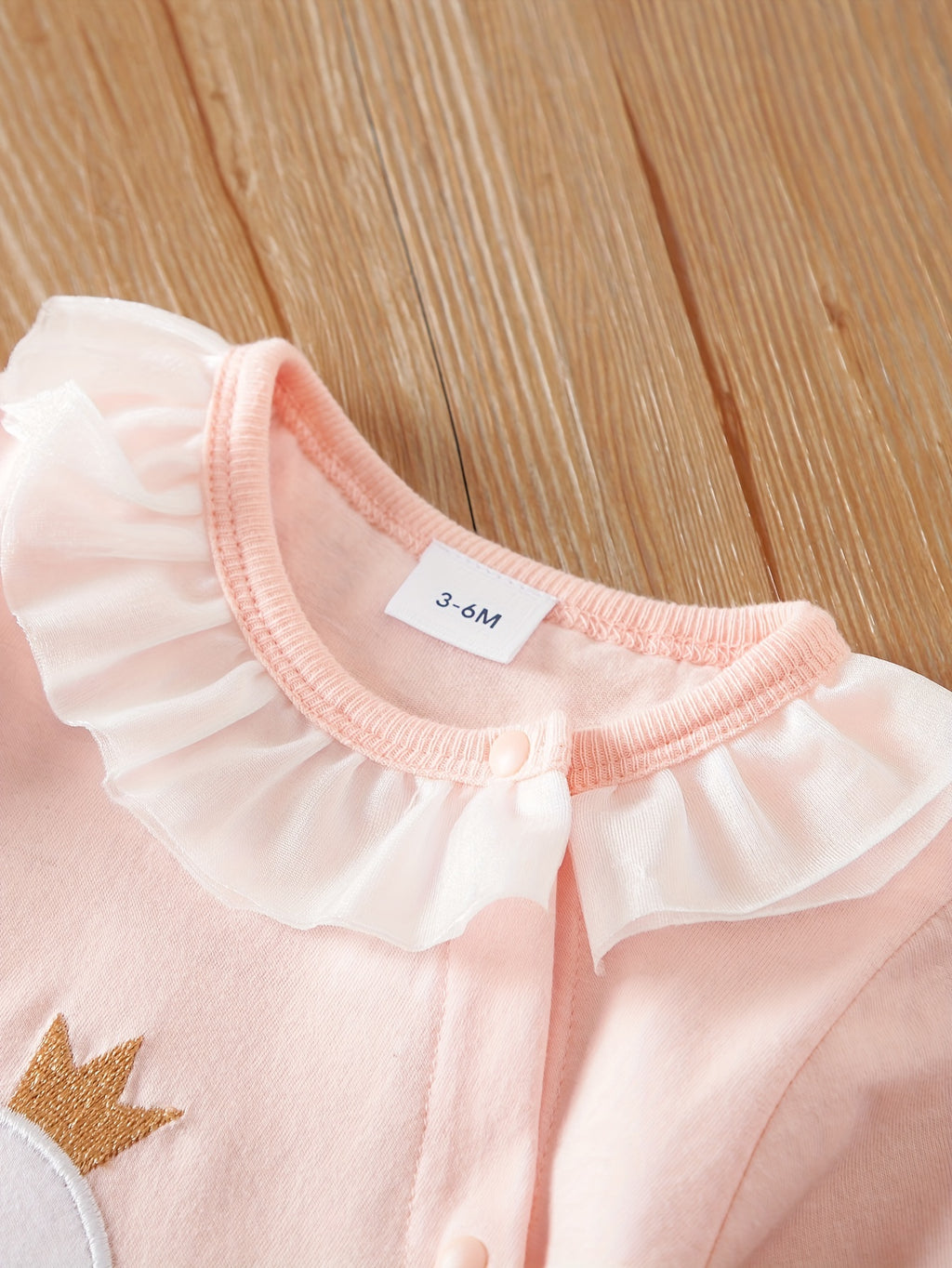 YIERYING Baby Girls' Long Sleeve Romper - Soft Pink Onesie with Crown, Easy-diaper-change Snap Closure, Cute Everyday & Special Occasion Outfit for Newborns & Infants (Spring/Fall) - Infant Clothing, Newborn Essentials, Playf