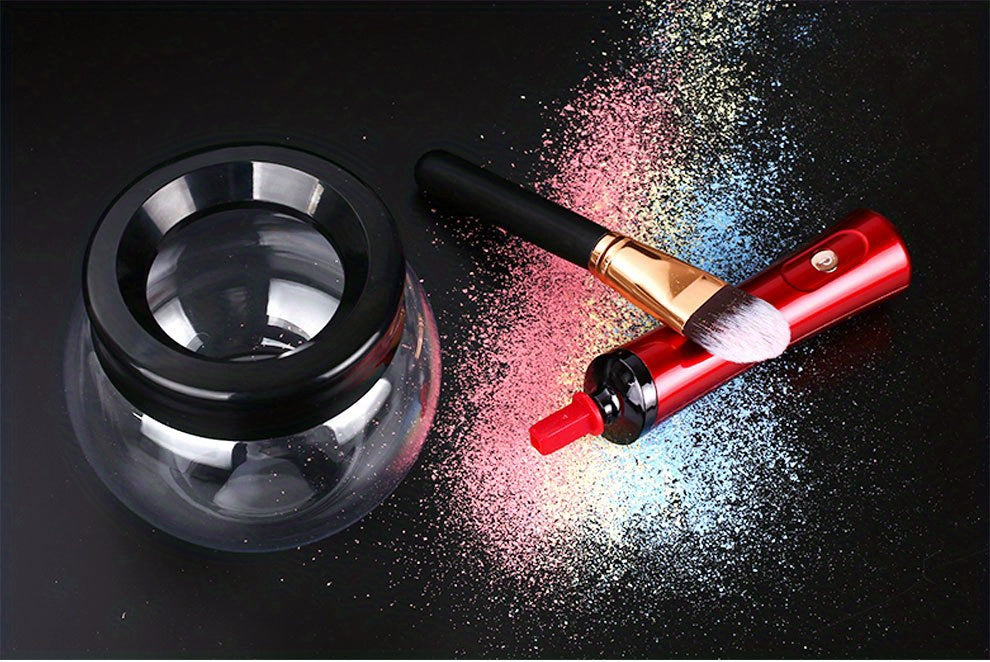 QuickClean Battery-Operated Makeup Brush Cleaner - Efficient Residue Removal, Adjustable Speeds, With Drying Function, Perfect for Home and Travel Use