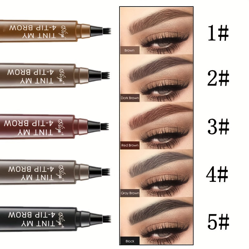 4 Split Head Liquid Eyebrow Pen, Waterproof And Smudge Proof Eyebrow Pencil, Microblading Eyebrow Pencil Natural Looking Eyebrow Tattoo Pen