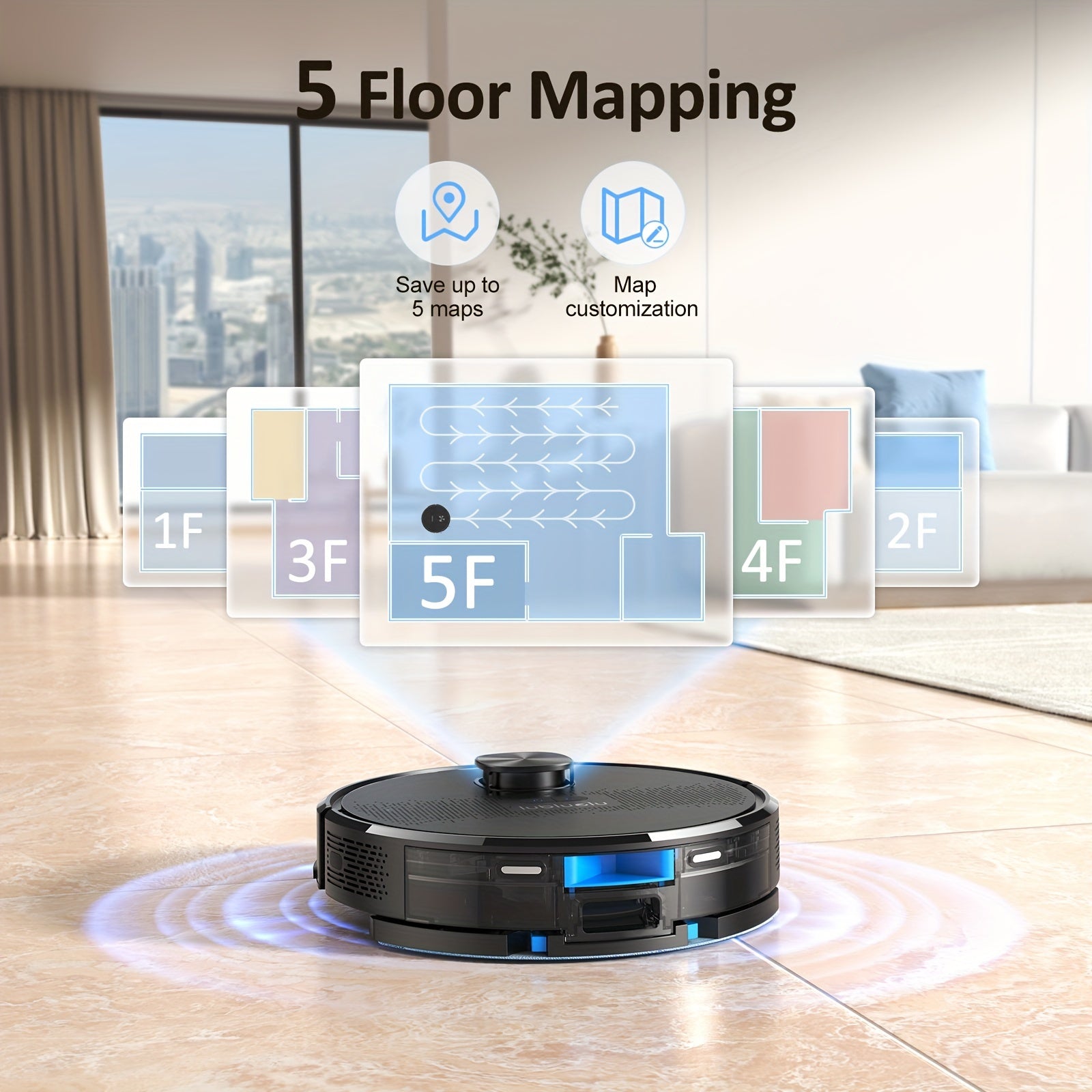 Robot Vacuum Cleaner And Mop Combo 4000Pa, Lubluelu SL61D Robotic Vacuum, 150Mins Max, 55dB, 10 No-Go Zones For Pet Hair Carpets Floor