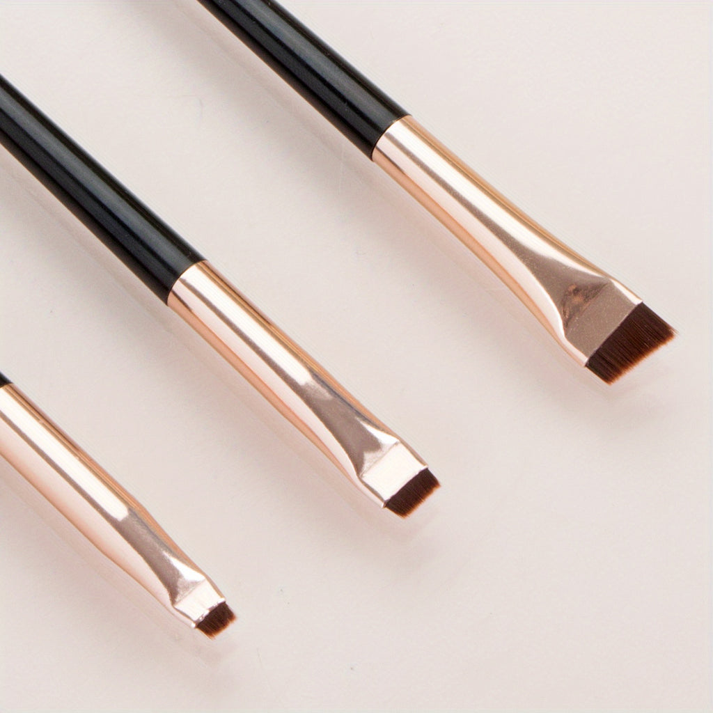 3Pcs Ultra-Thin Eyebrow Brush Set - Angled Precision Eyeliner Makeup Brushes, Synthetic Bristles Slanted Eye Brow Tinting Kit