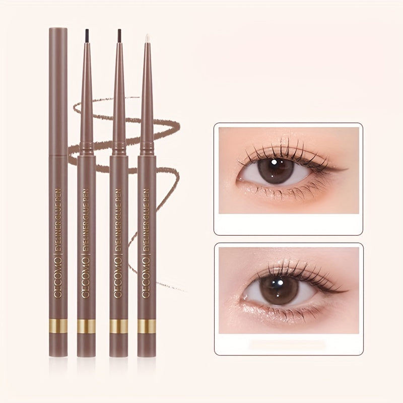 Brown Long-Wearing Fine Tip Eyeliner Pencil - Smooth, Pearly Shiny, Waterproof, Smudge Proof, Transfer-Proof - Easy to Use, Brightening, Under Crease Makeup Stick for a Flawless Look