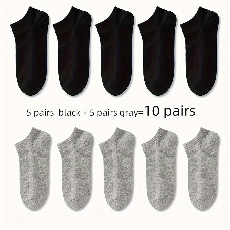 5/10/20 Pairs of Unisex Simple Solid Color Breathable And Comfortable Short Socks, Suitable for All Seasons.