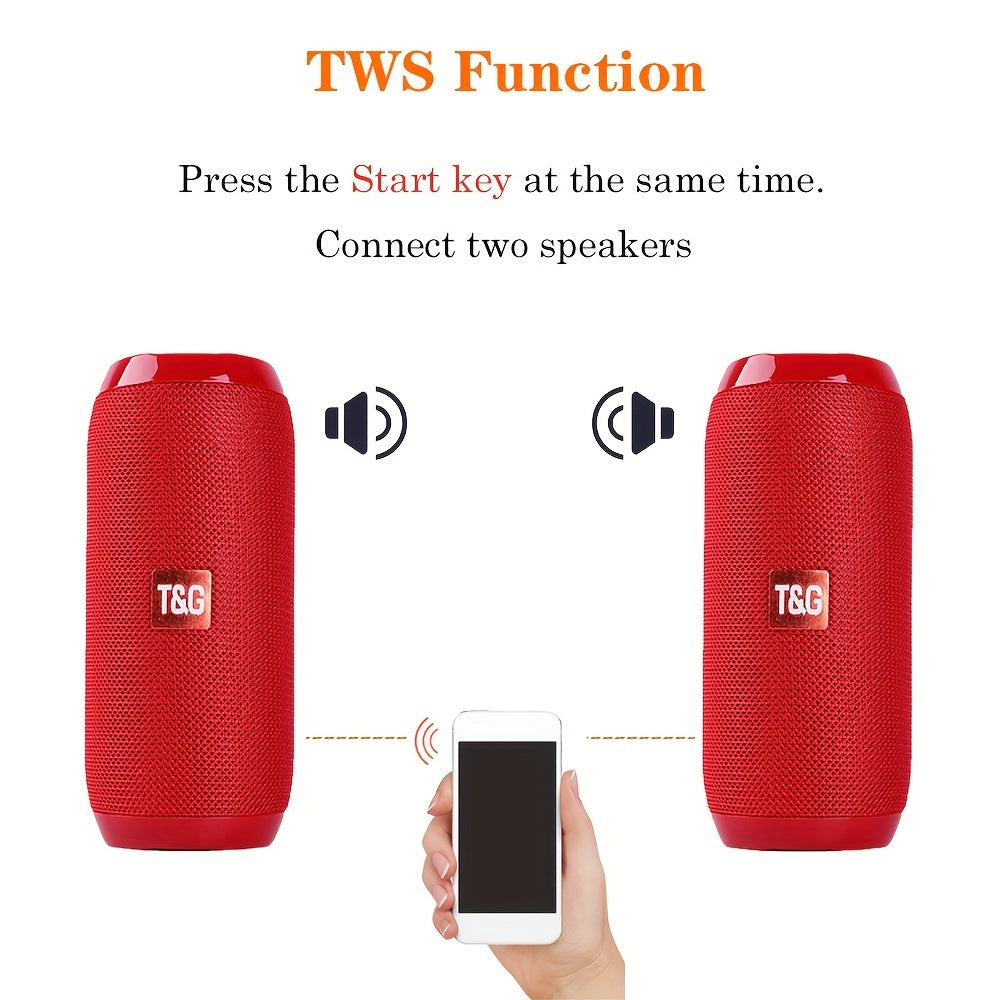 TG117 Wireless Speaker with Subwoofer, 3D Surround Sound, Portable Outdoor Speaker, Supports TF Card/U Disk, TWS, Hands-Free Calling, Compatible with Mobile Phones/Tablets, Built-in Microphone, T&G