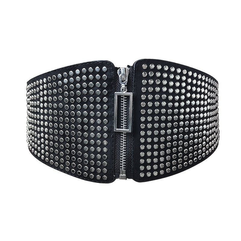 Wide Elastic Studded Belt Female Waist Gothic Plus Size Stretch Girdle Ladies Long Belts For Women Corset Waistband