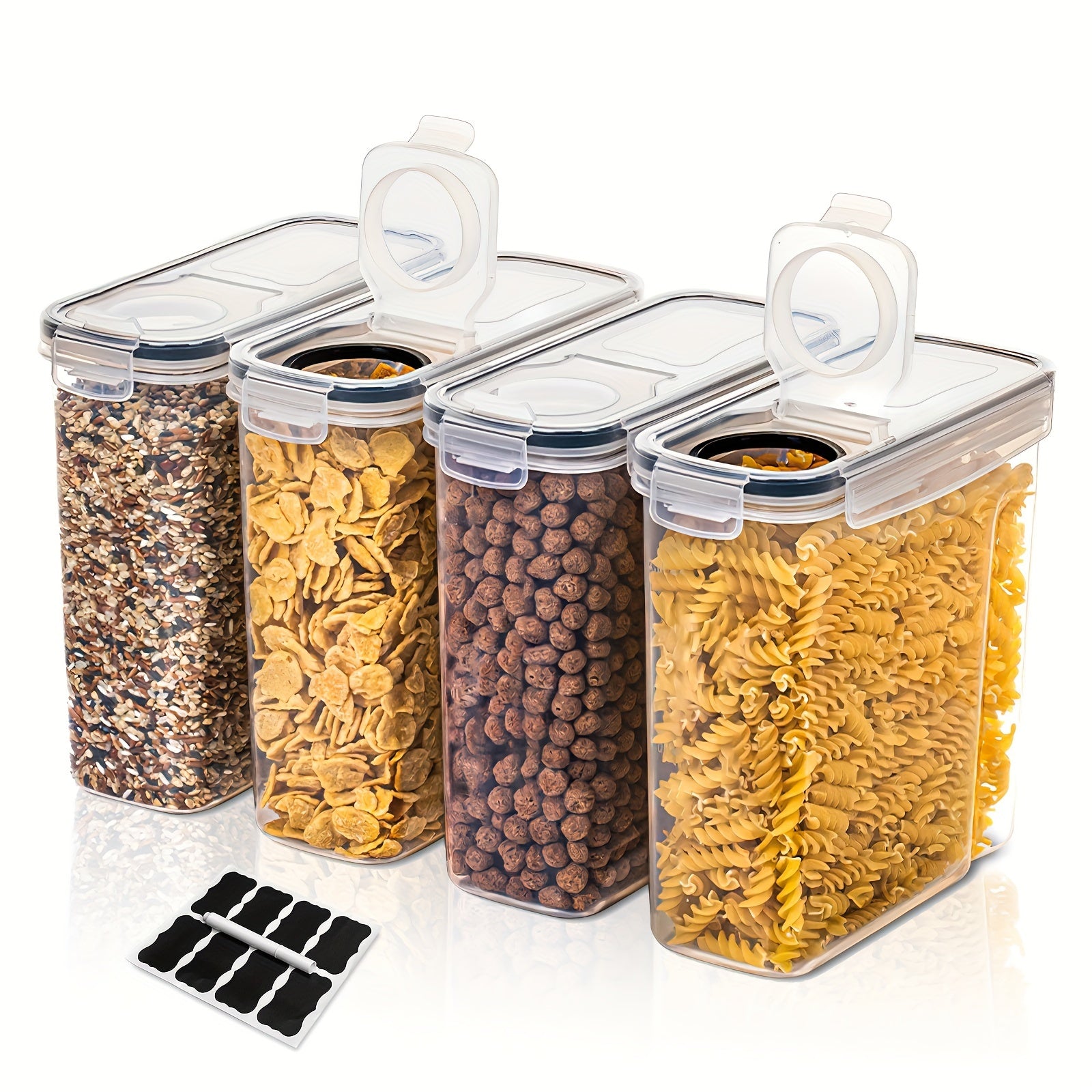 Set of 2/4 Cereal Storage Containers, Made from Bpa-Free Plastic, Designed to Be Airtight for Storing Food. Each Container Holds 2.5 Liters (88 Ounces) And Is Suitable for Cereals, Snacks, And Sugar. This 4pcs Set Includes Ce