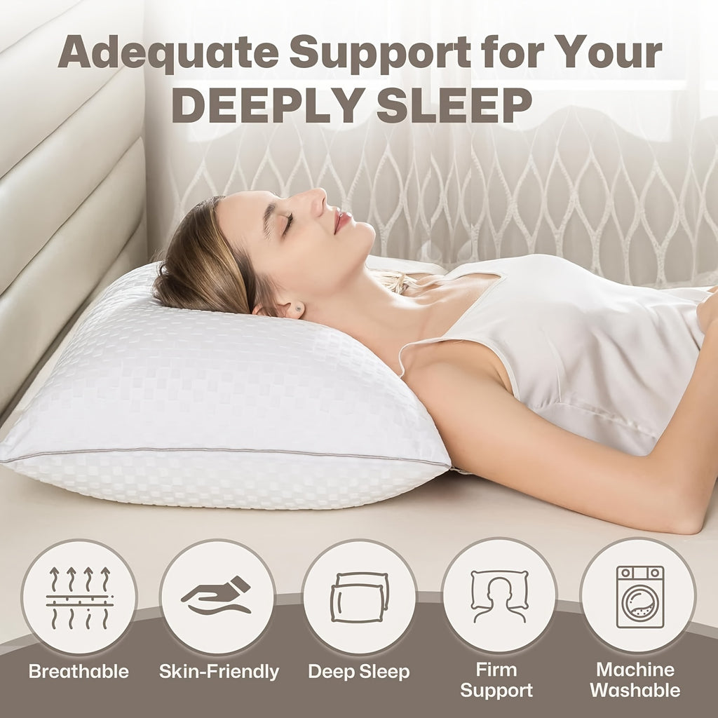 2/4 Pack Luxury Bed Pillows - Soft, Breathable, Hypoallergenic Down Alternative Fill for Back, Stomach, Side Sleepers | Hotel Quality, Machine Washable