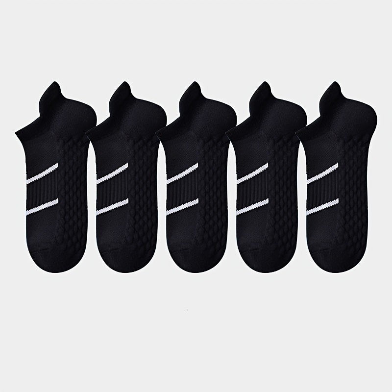 5 Pairs of Thin Mesh Men's Professional Sports Socks, Breathable Sweat-absorbing Anti-odor with Ear Lifting Heel Guard