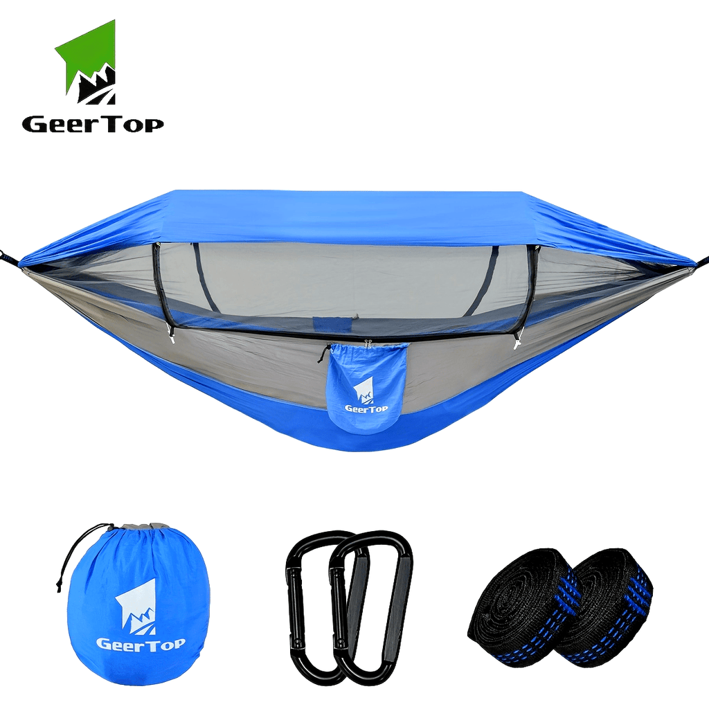 GEERTOP 3in 1 Outdoor Hammock with Mosquito Net Sun Shelter Rainfly, Double Sleep Rest Camping Hammock for Backpacking Travel Garden Park