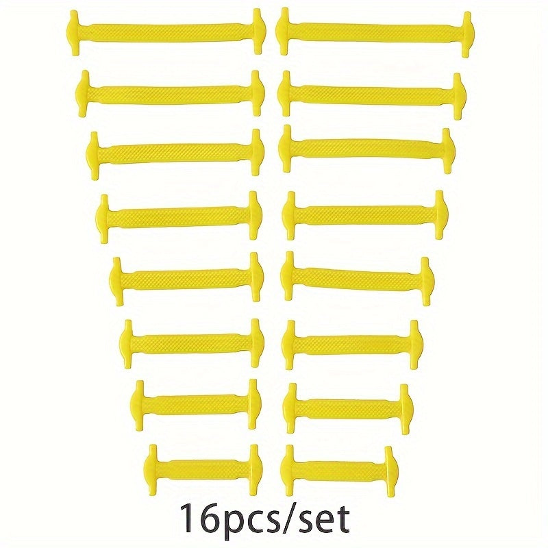 16pcs/Pack No-Tie Elastic Shoelaces for Sneakers, Casual Shoes, and Athletic Footwear
