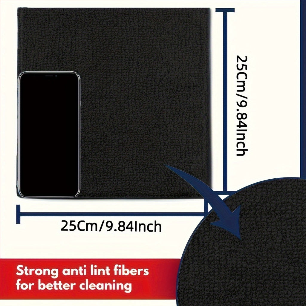 5/10/20/50 Pieces Black Flat Cleaning Cloth Set Soft And Quick-Drying Absorbent