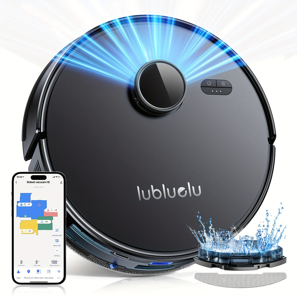 Robot Vacuum And Mop Combo 5000Pa, Lubluelu 15 Robot Vacuum, Auto-Charging, 5 Maps, 30 No-go Zones, WiFi/App/Alexa, 3 In 1 Robot Vacuum Cleaner For Pet Hair Carpet Hard Floor