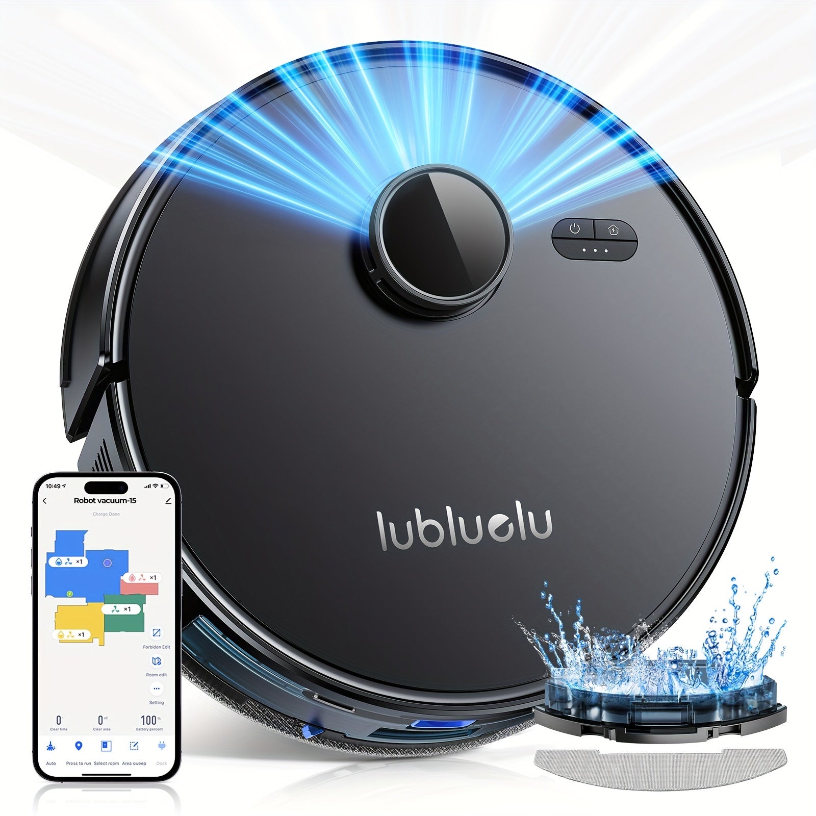 Robot Vacuum And Mop Combo 5000Pa, Lubluelu 15 Robot Vacuum, Auto-Charging, 5 Maps, 30 No-go Zones, WiFi/App/Alexa, 3 In 1 Robot Vacuum Cleaner For Pet Hair Carpet Hard Floor