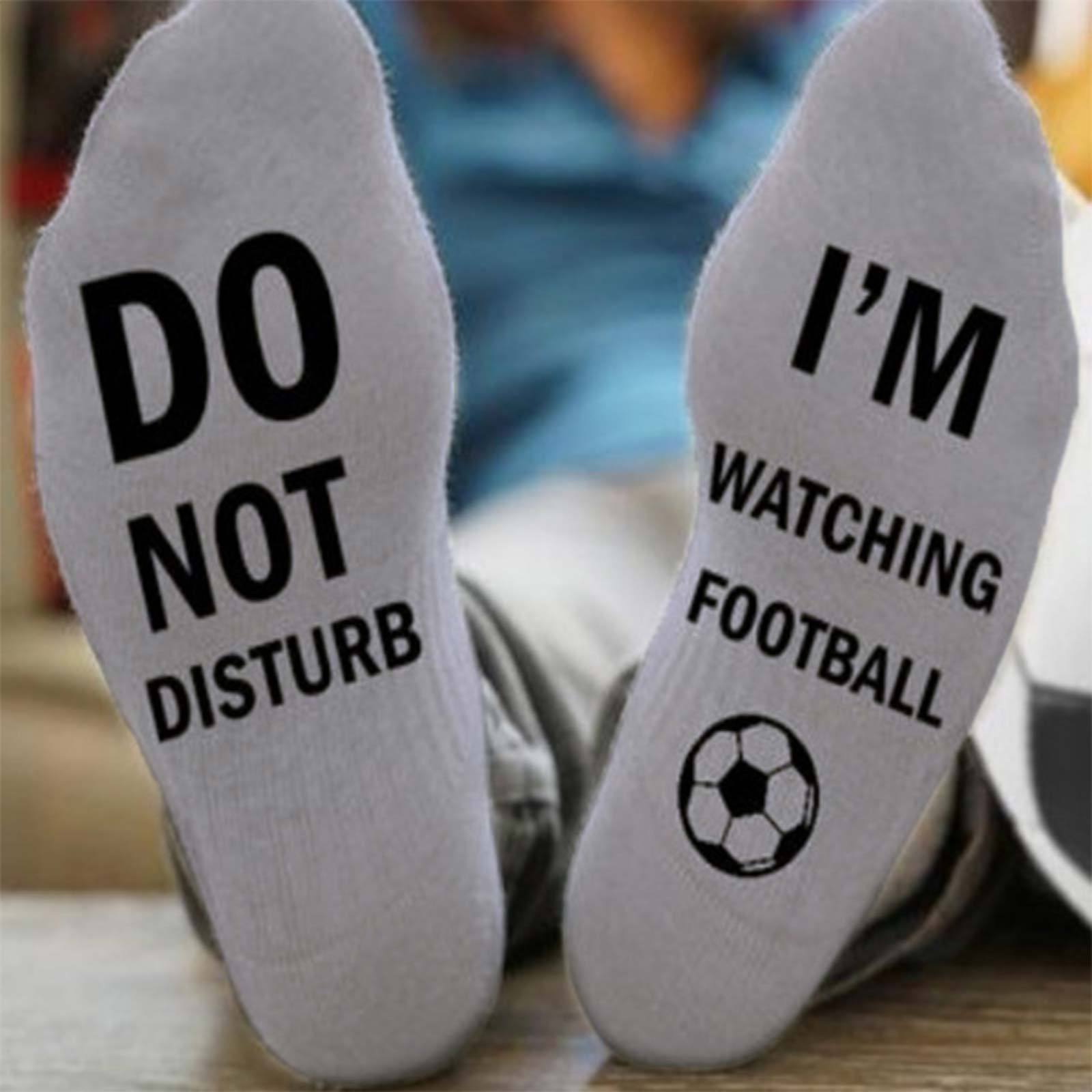 Men's Cotton Breathable Novelty Funny "Do Not Disturb" Football Theme Crew Socks
