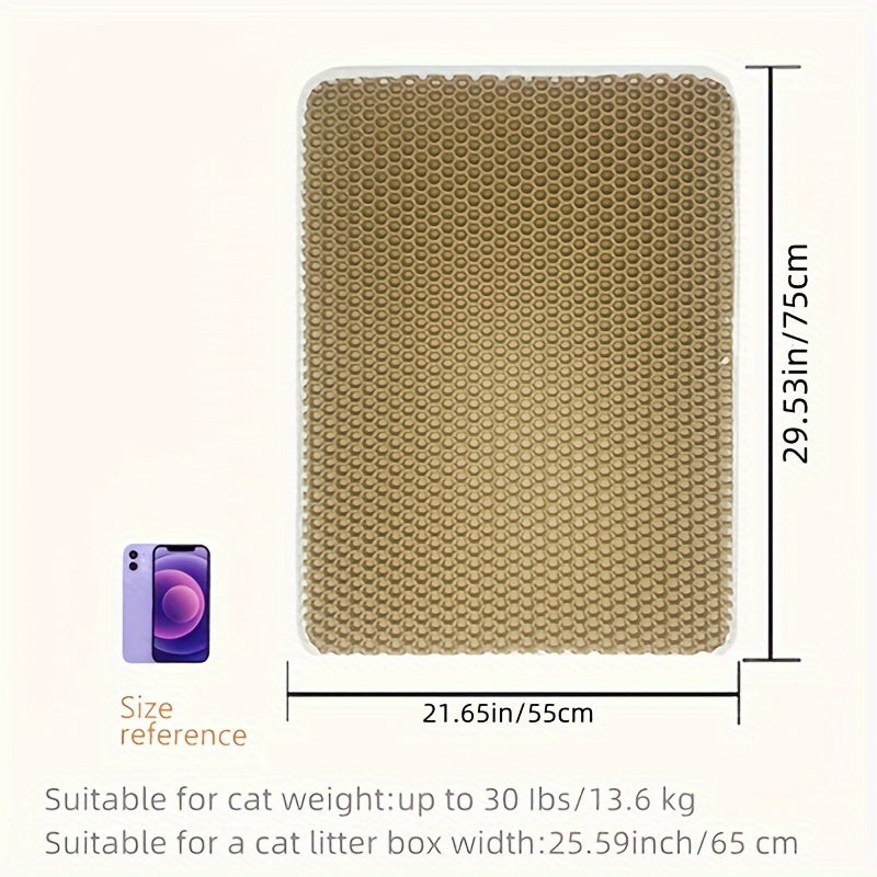 Cat Litter Mat, Beautiful Honeycomb Cat Litter Box Catcher Pad, Suitable for Cats, Odor Control Double Layer, Urine Waterproof, Washable, Phthalate-Free