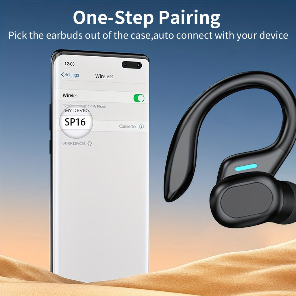 LIFEBEE True Wireless Earbuds with Mic, TWS In-Ear Headphones with ENC Noise Cancelling, Touch Control Volume, Wireless Sports Earhook, LED Display Charging Case, Semi-Open-Back, Compatible with Cellphones, 300mAh Rechargeabl