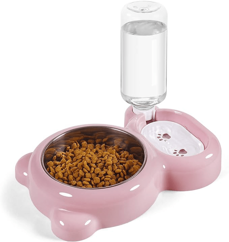 Keep Your Pet Hydrated & Fed with This Double Bowl Set & Automatic Water Dispenser Bottle!