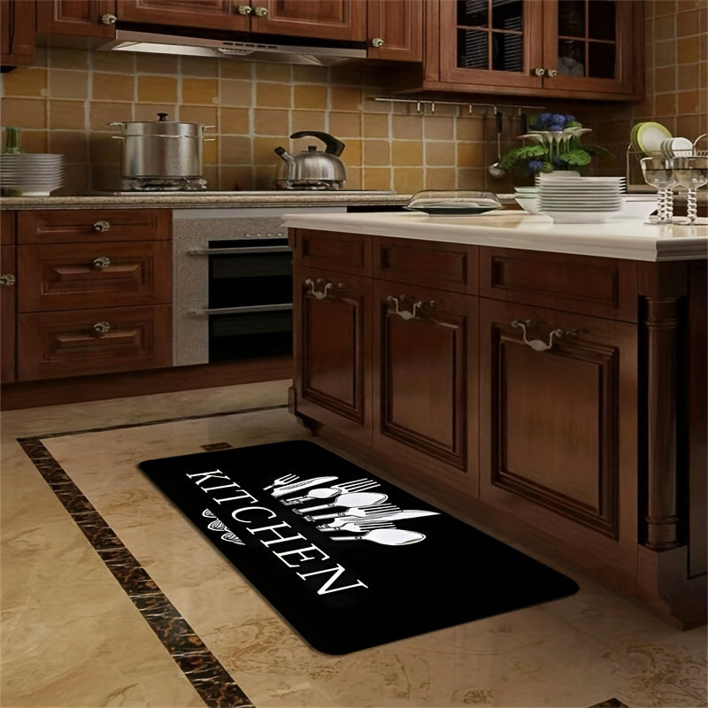 Black Tableware Mat - 1 Piece Kitchen, Bathroom, Living Room, Bedroom, and Entrance Common Carpet
