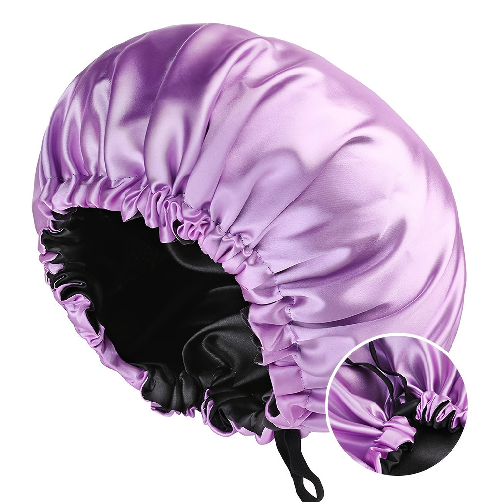 Satin Bonnet For Sleeping Adjustable Bonnet For Curly Hair Bonnets Double Layer Large Satin Lined Sleep Cap For Women