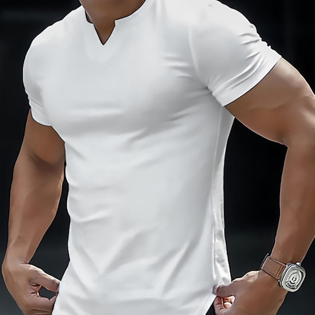 Summer-Ready Stylish Men’s V-Neck T-shirt - Comfortable, Breathable Fabric, Easy-Care & Durable