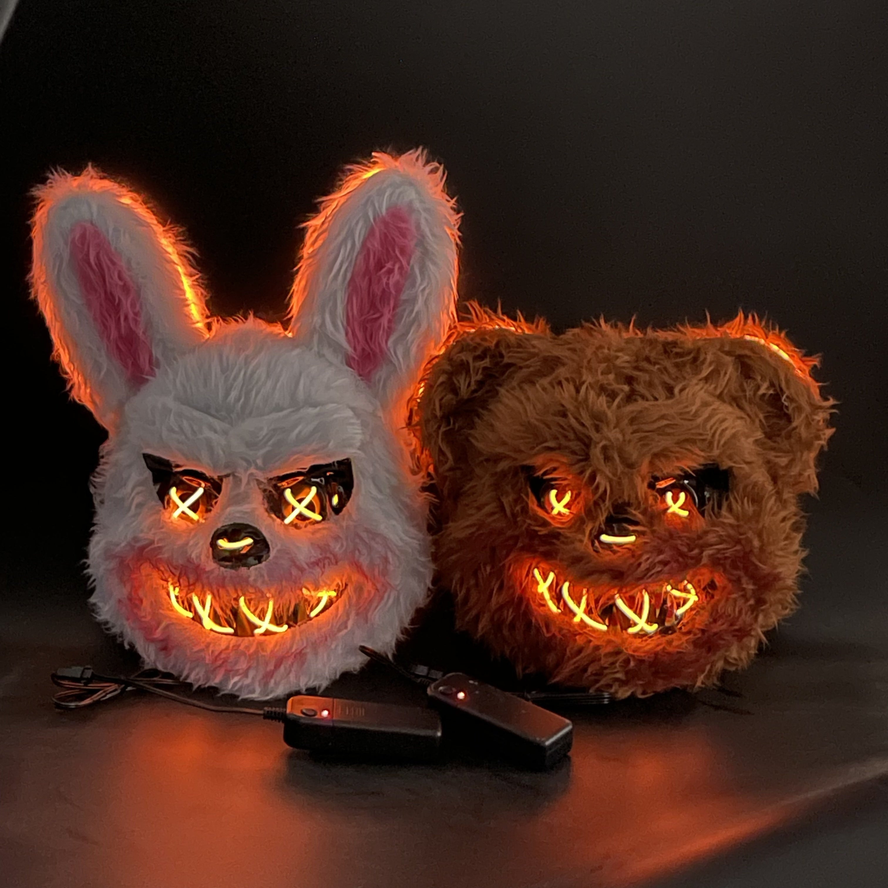 LED-Lit Blood-Dripping Bunny & Bear Horror Masks with Glowing Eyes - /- (/-Free) for s & - Realistic Halloween Costumes, Parties, Haunted Houses - Funky Scary Face Makeup