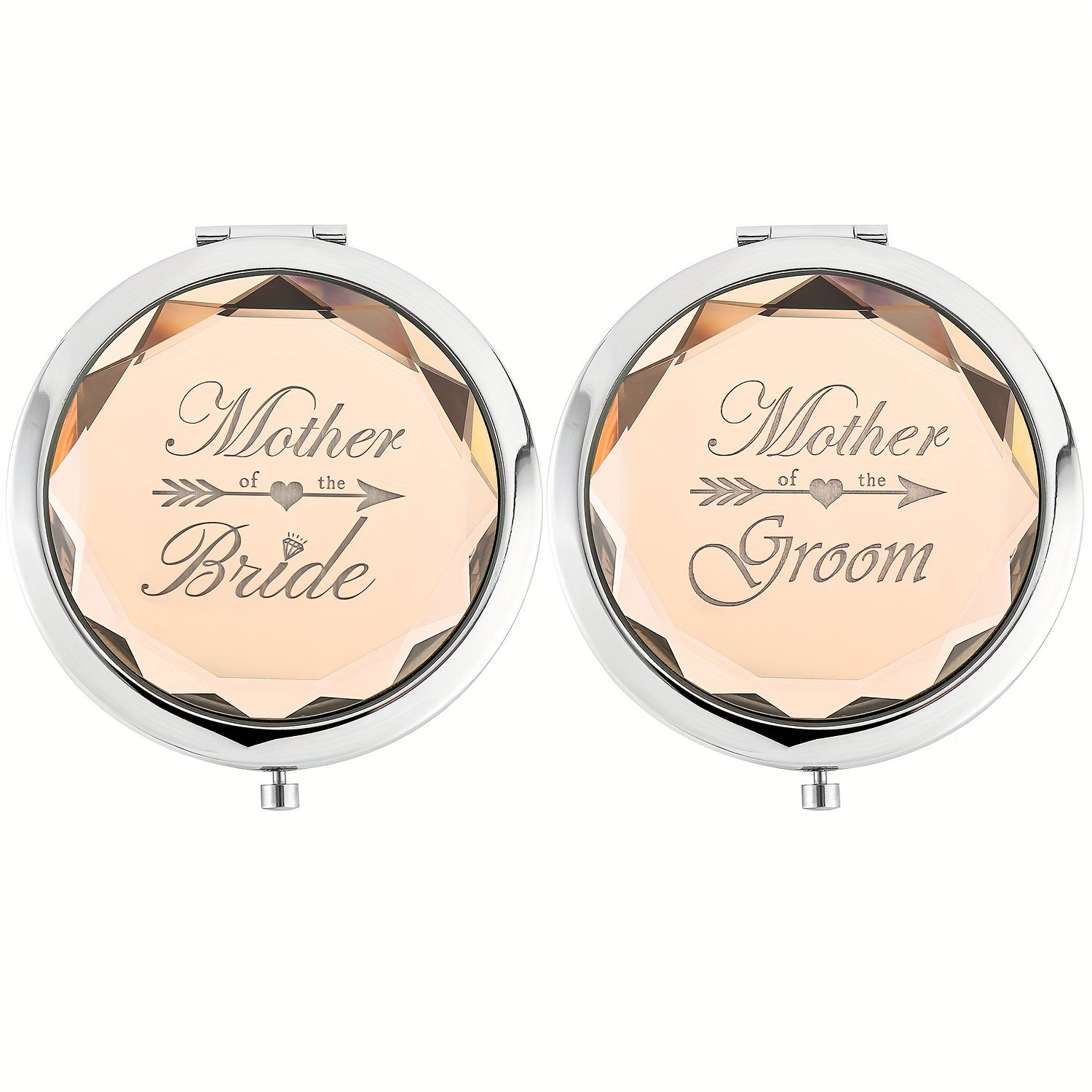 2pcs Portable Foldable Makeup Mirror With Stainless Steel Frame For Mother Of The Bride And Mother Of The Groom, Wedding Party Gift - Mother's Day Makeup Mirror
