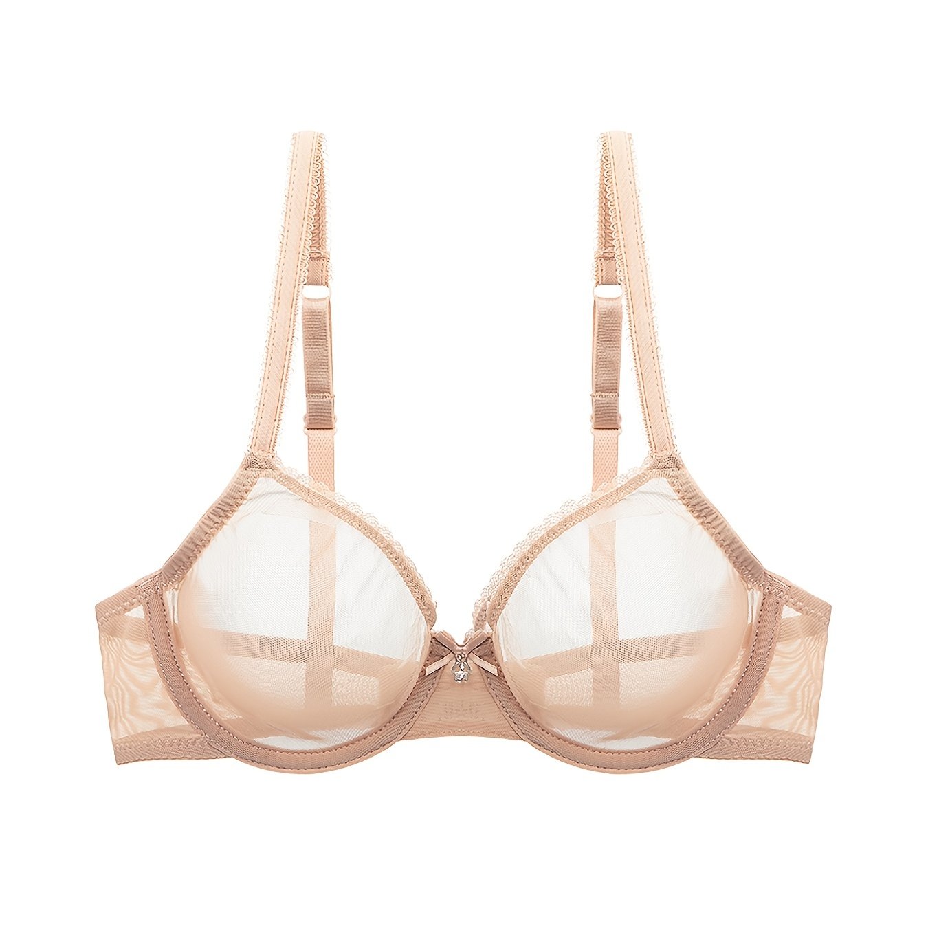 Transparent Mesh Thin Unlined Bra, Breathable Sheer No Pad Knitted Fabric Everyday Intimates Bra, Women's Lingerie & Underwear