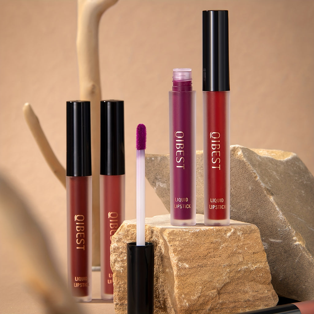 Lip Liner, Lipstick And Lip Gloss Trio Set, Matte Liquid Lipstick + Matching Lip Liner + Lip Gloss Nude Velvety Lipstick Makeup Kit Gift Set, Waterproof Long Lasting, Contains Plant Squalane Formula