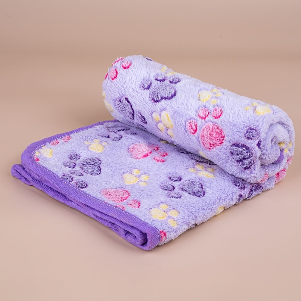 Stay Cozy with this Adorable Dog Paw Print Fleece Blanket - Perfect for Cats & Dogs!