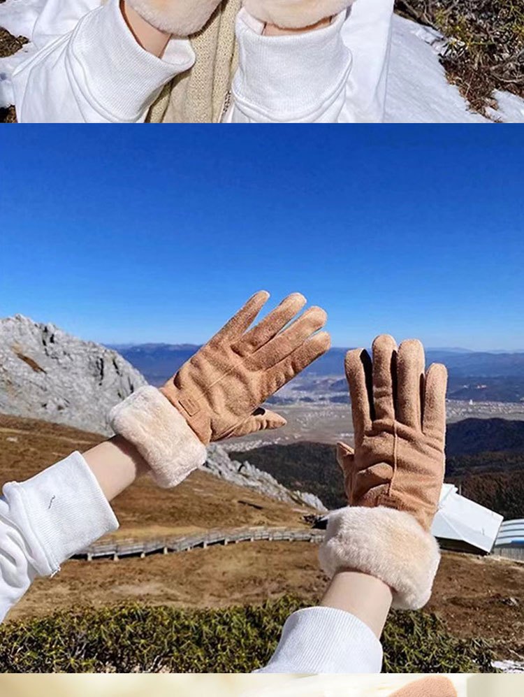 [Women's Winter Gloves] Cozy Touchscreen-Compatible Winter Gloves for Women - Plush, Thickened Five-Finger Design for Warmth and Comfort During Outdoor Activities, Students, Riding