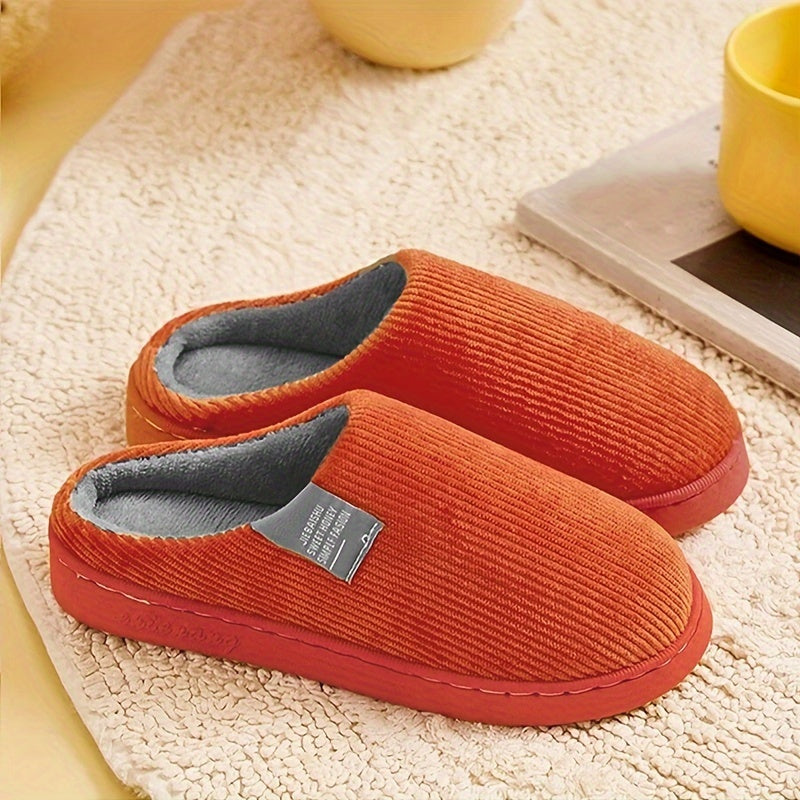 Women's Plush Lined Slippers, Warm Winter Indoor Bedroom Fuzzy Shoes, Home Mute Slippers