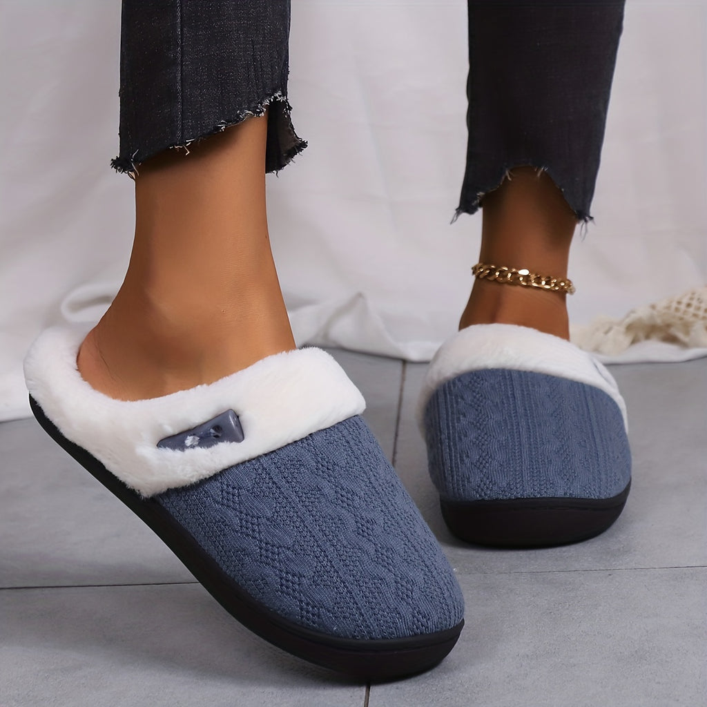 Women'S Plush Slippers - Winter Warm Soft Indoor/Outdoor House Shoes with Plush & TPR Sole, Soft Fabric Upper & Cushioned Insole - All-Season Cozy Slip-Ons in, Indoor Footwear, Minimalist Design, Comfortable Footwear, Stylish