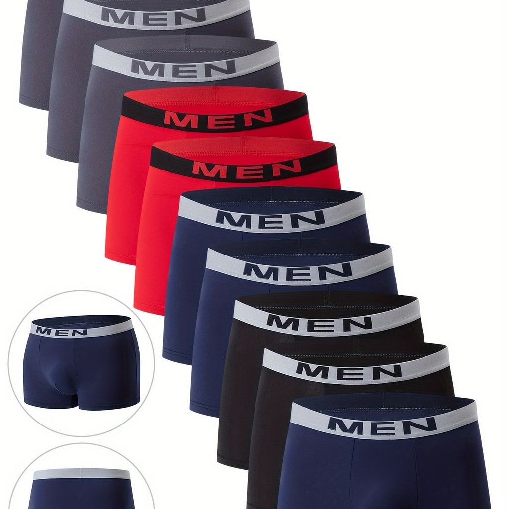 10-Pack Men'S Boxer Briefs - Breathable, Comfortable, Stretchy Underwear with "NINJA" Graphic, Solid, Perfect for Casual Attire, Gym, or Everyday Wear