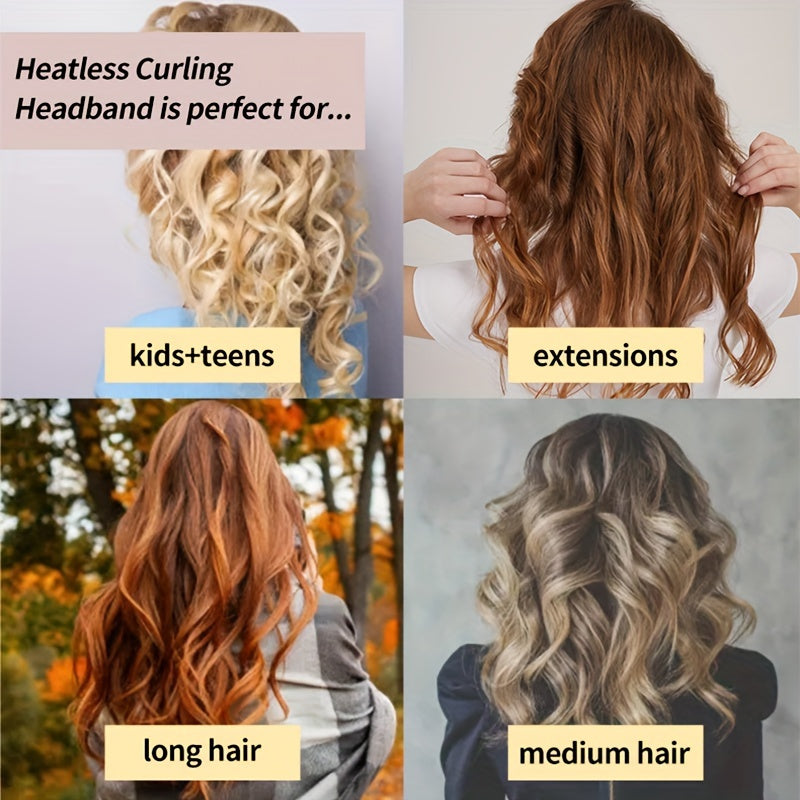 3pcs/Set Heatless Curling Rod Headband With Hair Ties - DIY Lazy Ribbon Hair Curler Tool For Effortless Waves And Curls