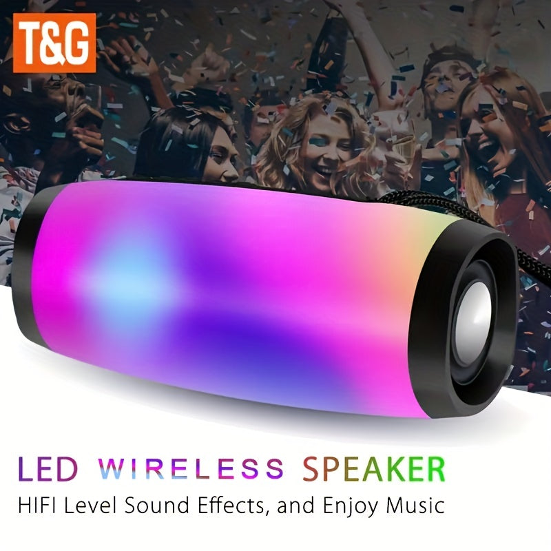 Portable Wireless Speaker With Colorful LED Light, Outdoor 3D Stereo Bass Luminous Speaker, TWS Stereo Subwoofer Rod Hands-Free Call/FM/TF Card/U Disk, Connect Mobile Phone/Tablet/TV, wireless Portable Audio, Electronics/Cons