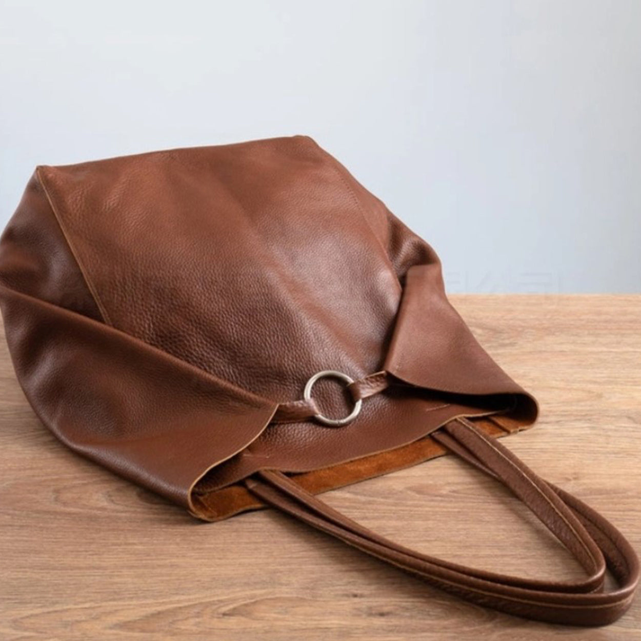 Retro-Handtasche in Unifarben, Vintage-Stil, großes Fassungsvermögen mit Innentasche