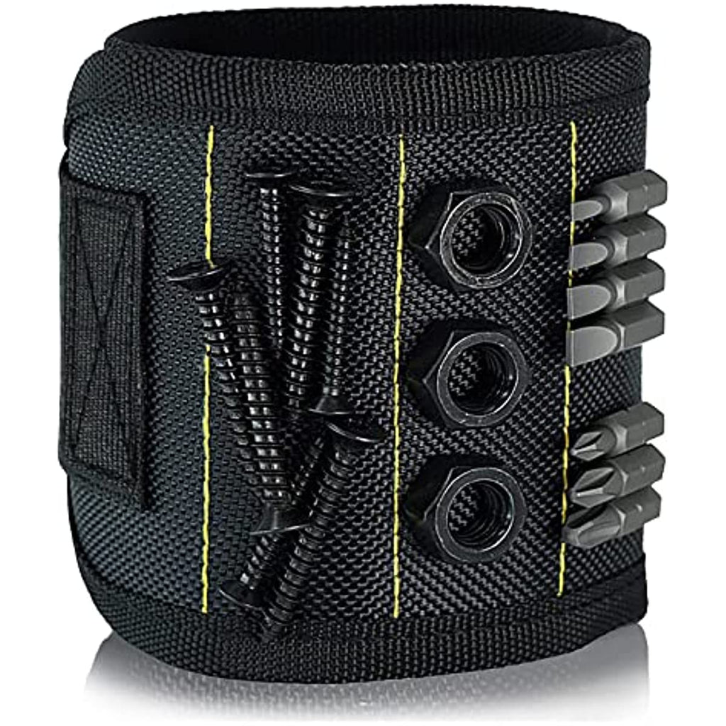 NEWSHARK Magnetic Wristband Tool Holder - Black Fabric with Strong Neodymium Magnets, Ideal for Screws, Nails, Drilling Bits | Perfect for DIY Handymen, Dads & Women, DIY Tool Holder|Magnetic Fastening|Durable Fabric, Tool Ho