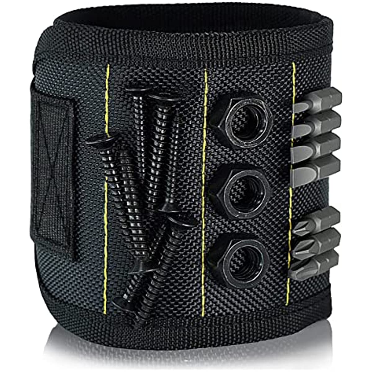 NEWSHARK Magnetic Wristband Tool Holder - Black Fabric with Strong Neodymium Magnets, Ideal for Screws, Nails, Drilling Bits | Perfect for DIY Handymen, Dads & Women, DIY Tool Holder|Magnetic Fastening|Durable Fabric, Tool Ho