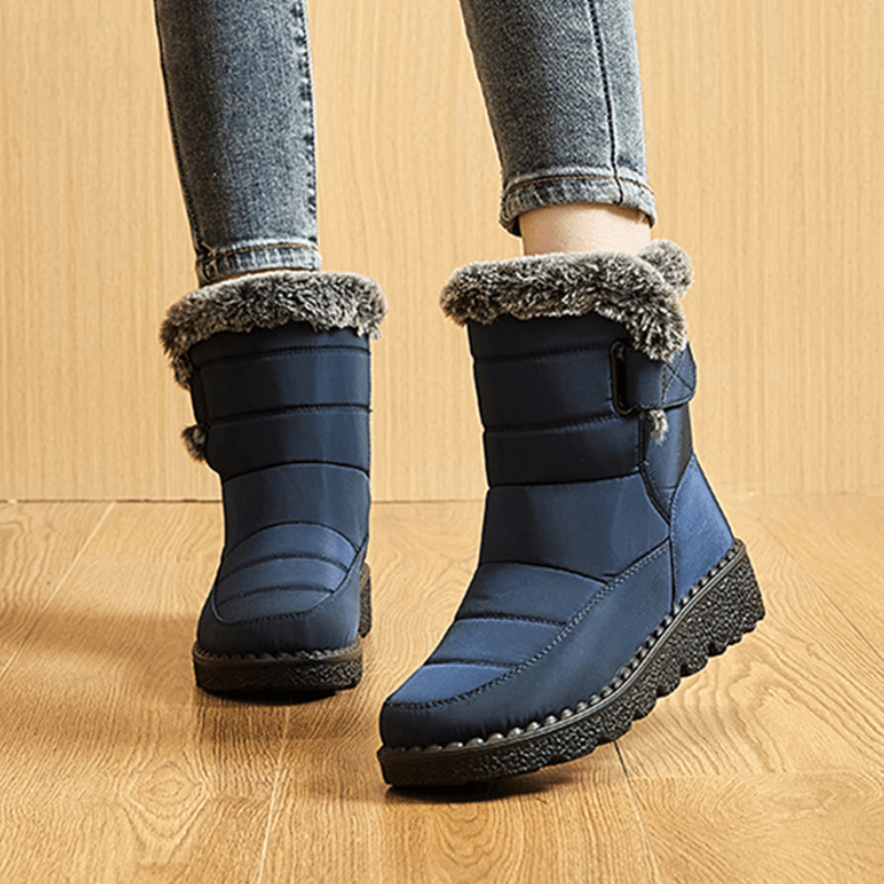 Faux Fur Waterproof Anti-slip Winter Boots, Warm Plush Inner Thick Sole Ankle Boots, Women's Snow Boots