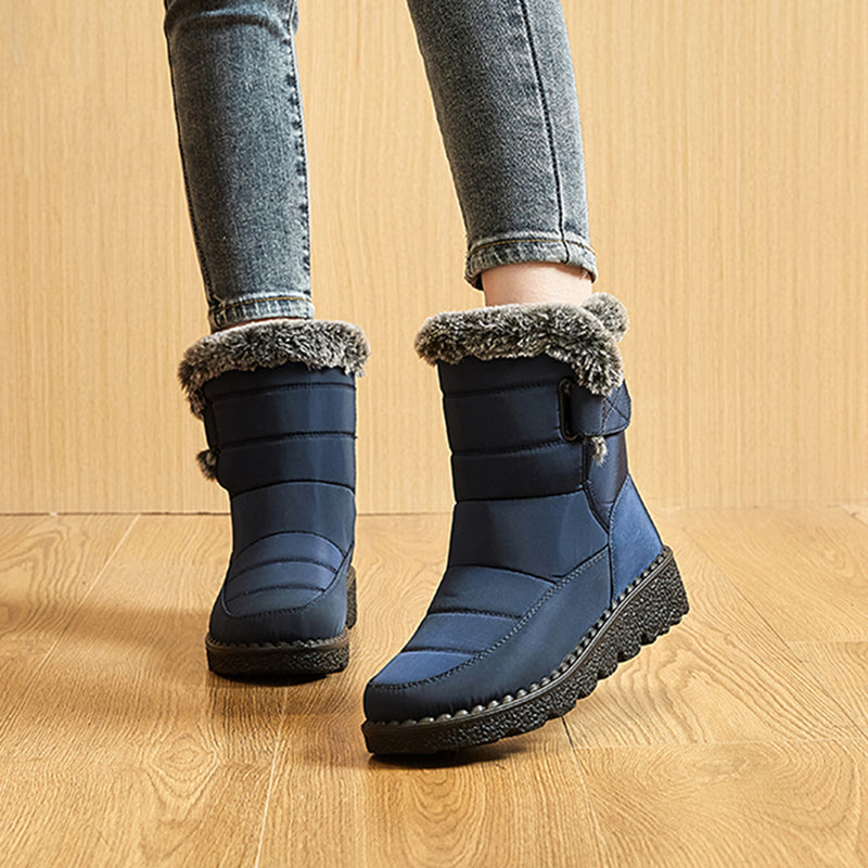 Faux Fur Waterproof Anti-slip Winter Boots, Warm Plush Inner Thick Sole Ankle Boots, Women's Snow Boots