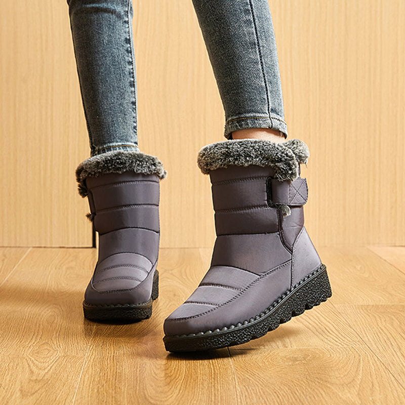 Faux Fur Waterproof Anti-slip Winter Boots, Warm Plush Inner Thick Sole Ankle Boots, Women's Snow Boots