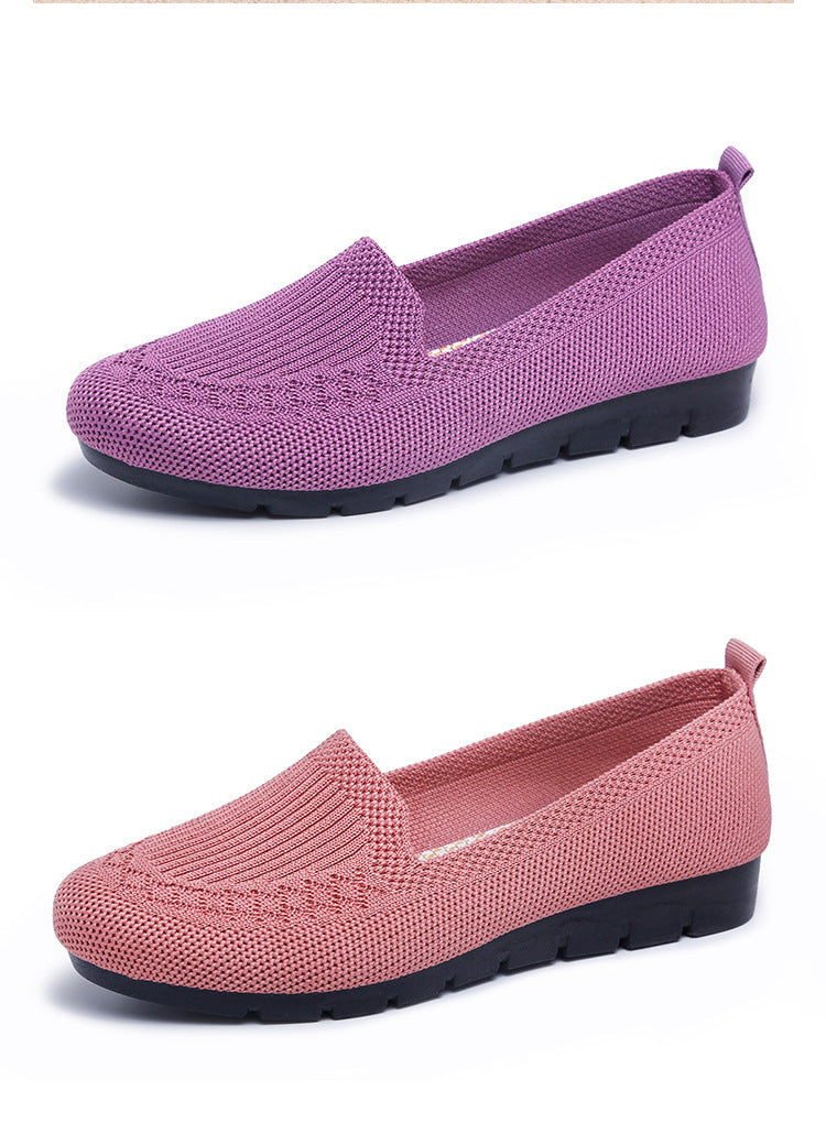 Women's Knitted Solid Color Loafers, Lightweight Non-slip Flat Slip On Shoes, Casual Walking Shoes