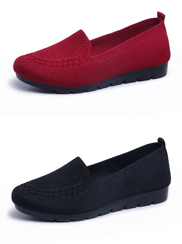 Women's Knitted Solid Color Loafers, Lightweight Non-slip Flat Slip On Shoes, Casual Walking Shoes