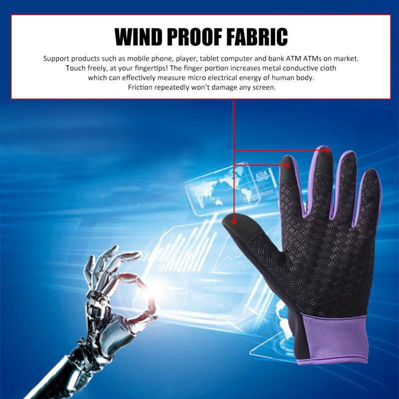 Outdoor Double Layer Touch Screen Non-slip Waterproof Windproof Sports Gloves