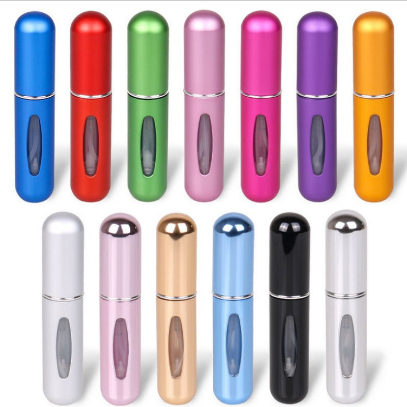 NEW Colorful 5ML Mini Portable Travel Perfume Spray Empty Travel Aftershave Fashion Aluminum Star Shape Bottle Self Pump Bottom Glass Perfume Cosmetics Sprayer