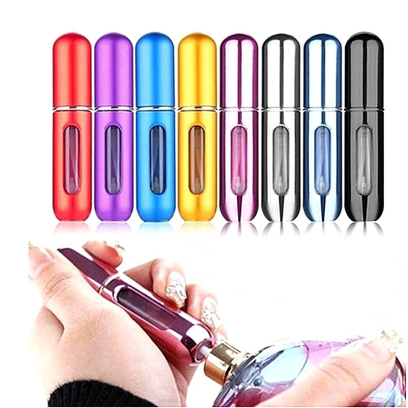 NEW Colorful 5ML Mini Portable Travel Perfume Spray Empty Travel Aftershave Fashion Aluminum Star Shape Bottle Self Pump Bottom Glass Perfume Cosmetics Sprayer