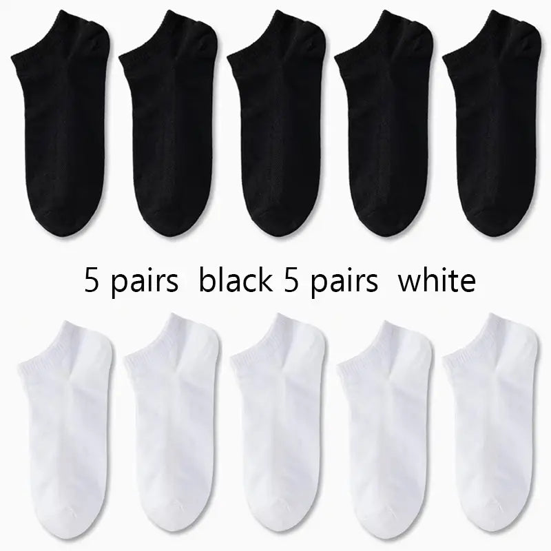 1/5/10/30 Pairs Men'S & Women'S Breathable Anti-Odor Socks - Moisture-Wicking Quick-Dry Summer Shorts, Black/White/Gray/Beige/Gray/White/Black/Gray/White/Gray/White/Gray/White/Gray/White/, Sweat-Resistant